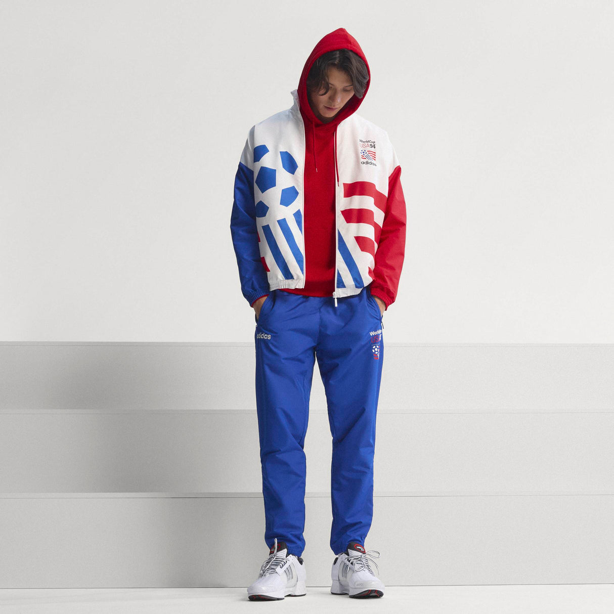 Chaqueta de chándal de fútbol tejida con gráfico adidas para hombre - Blanco