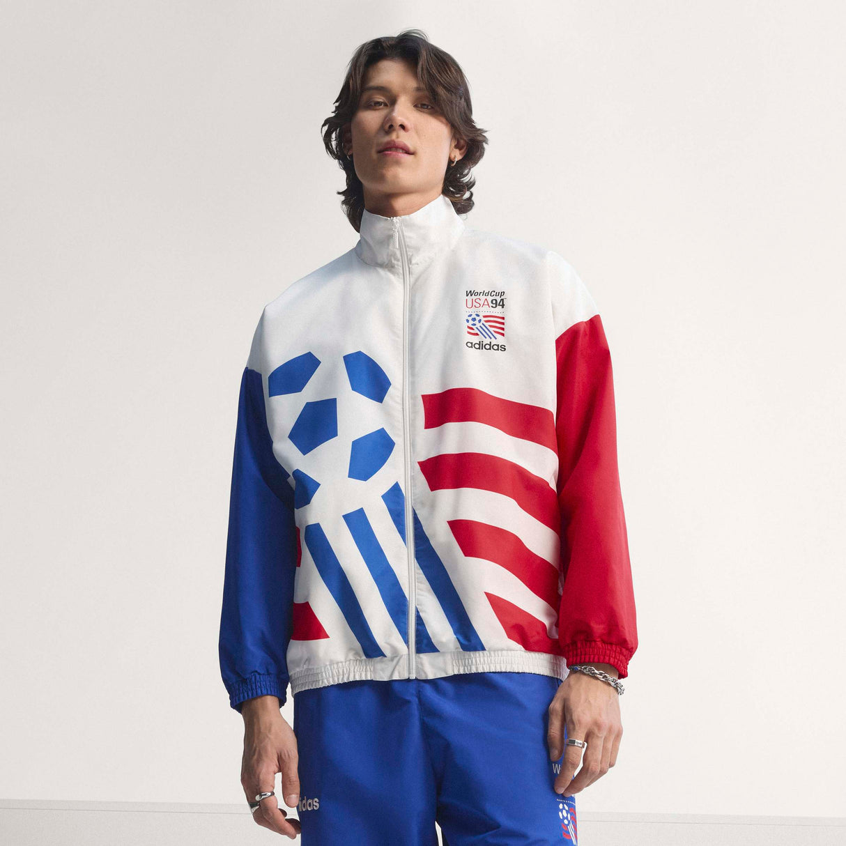 Chaqueta de chándal de fútbol tejida con gráfico adidas para hombre - Blanco