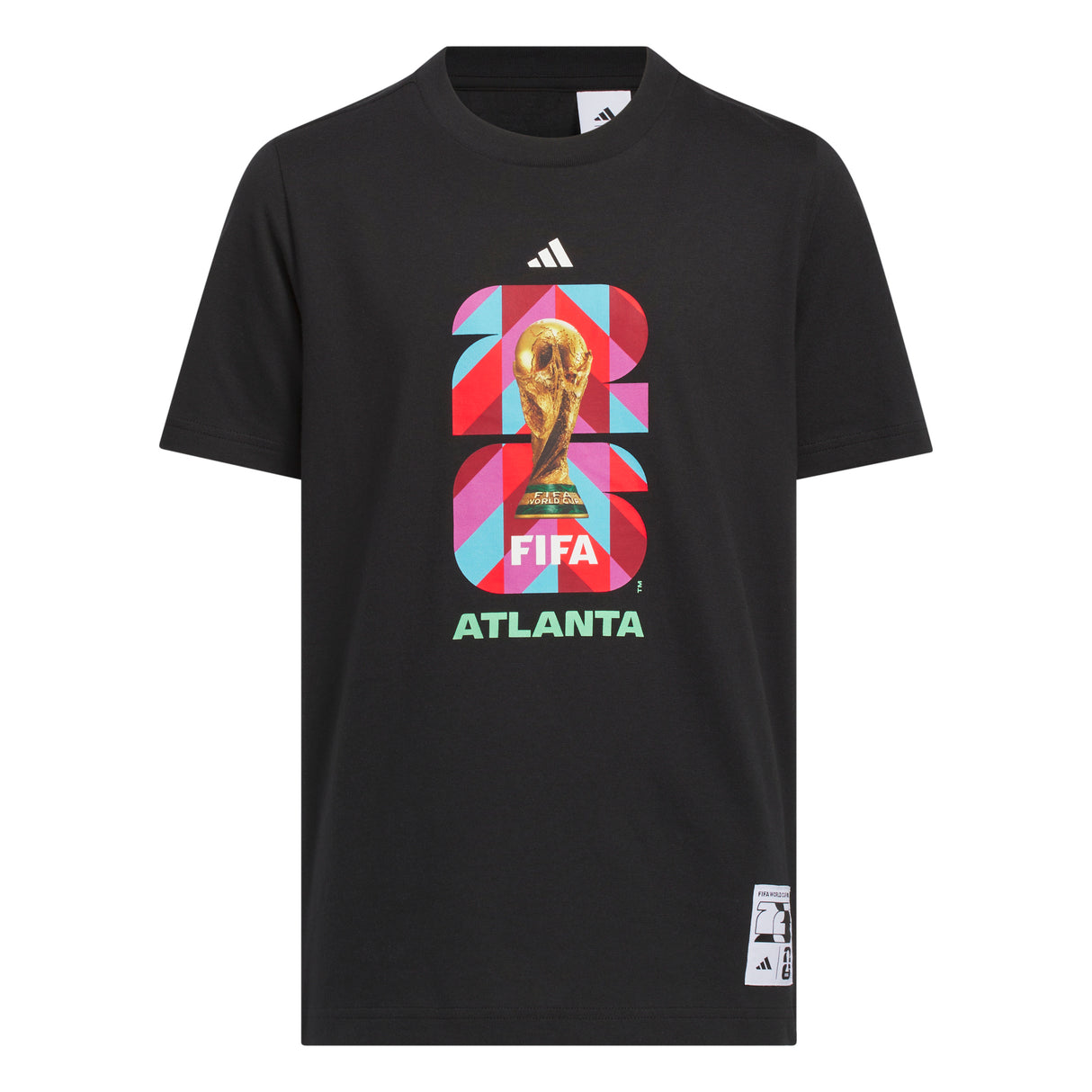 Camiseta de fútbol juvenil con gráfico de la Copa Mundial de la FIFA 26 de adidas en Atlanta - Negra