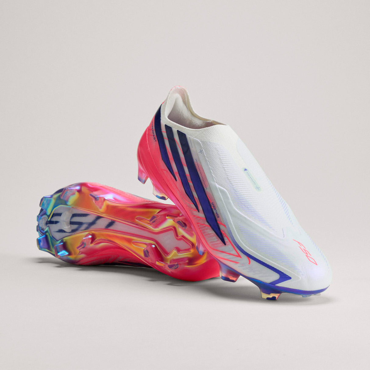 adidas F50 Hyperfast Elite Laceless Firm Ground Men's Soccer Cleats - White/Purple