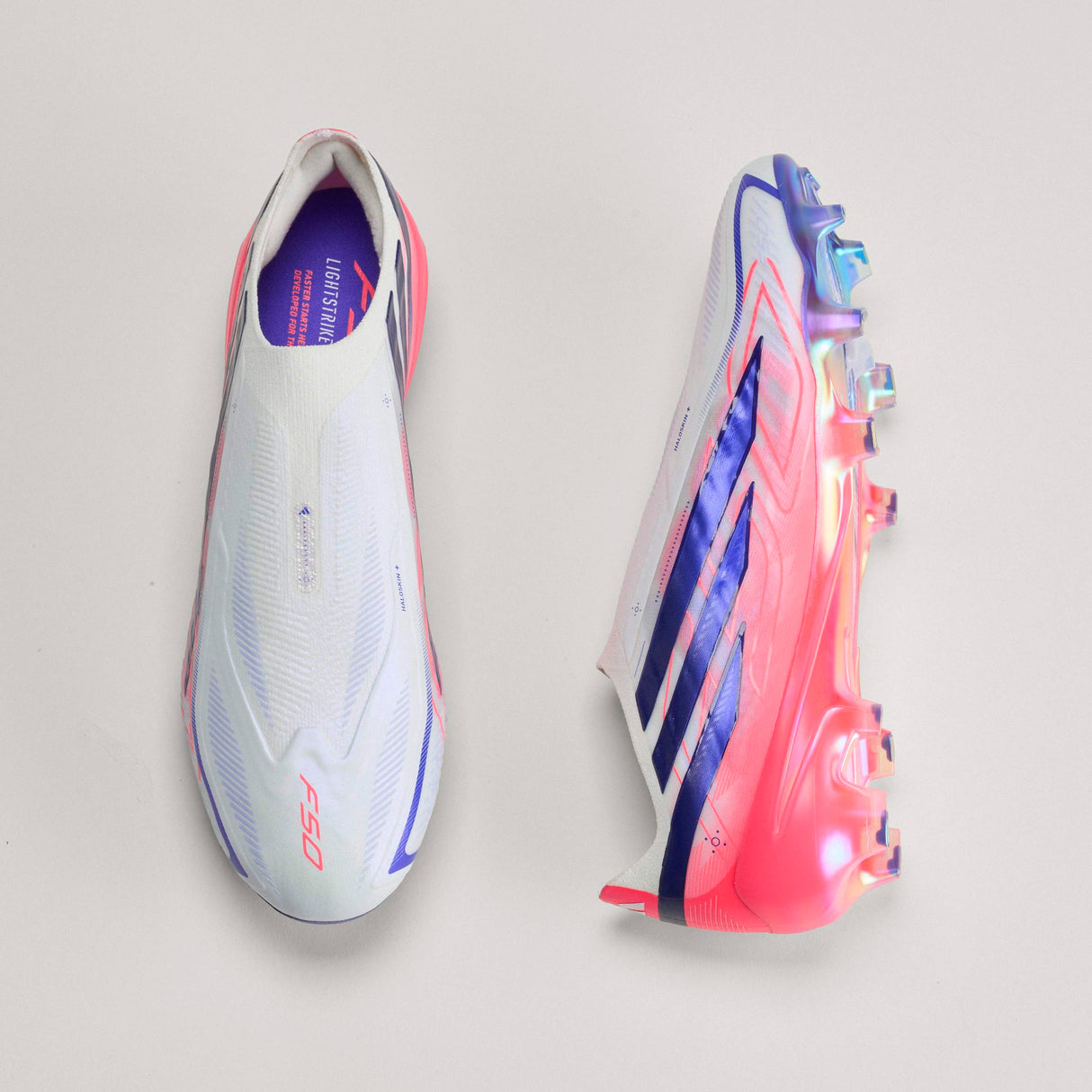 adidas F50 Hyperfast Elite Laceless Firm Ground Men's Soccer Cleats - White/Purple