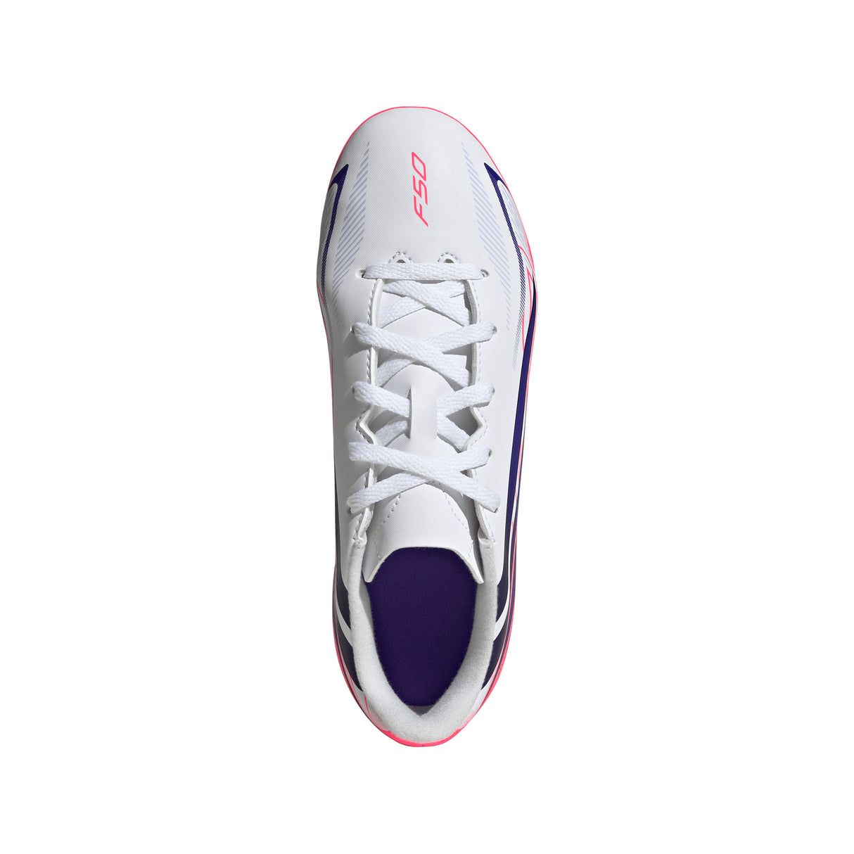 adidas F50 Hyperfast Club Firm Ground / Multi Ground Youth Soccer Cleats - White/Purple