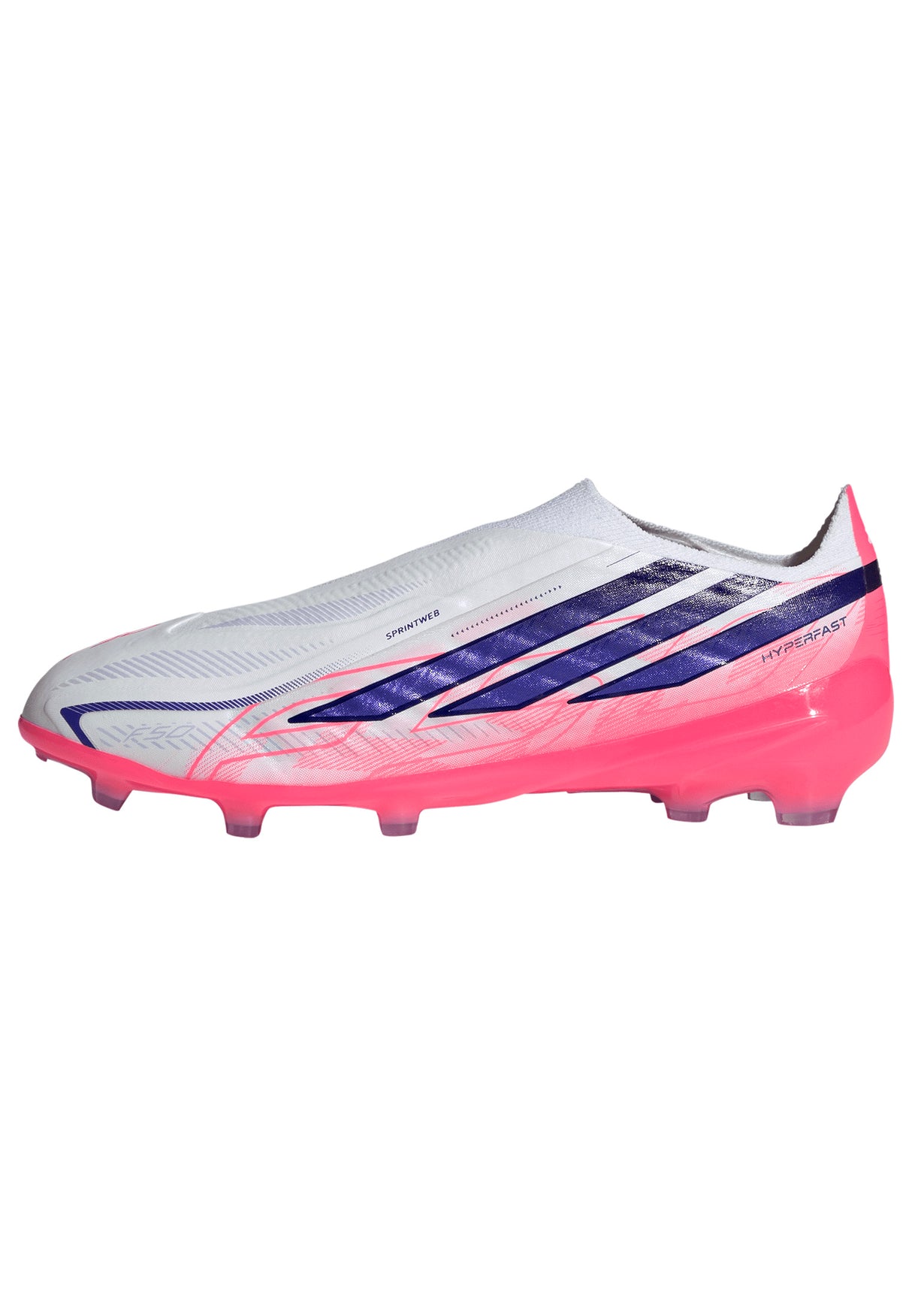 adidas F50 Hyperfast Elite Laceless Firm Ground Youth Soccer Cleats - White/Purple