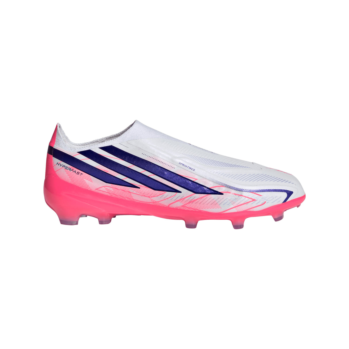 adidas F50 Hyperfast Elite Laceless Firm Ground Youth Soccer Cleats - White/Purple