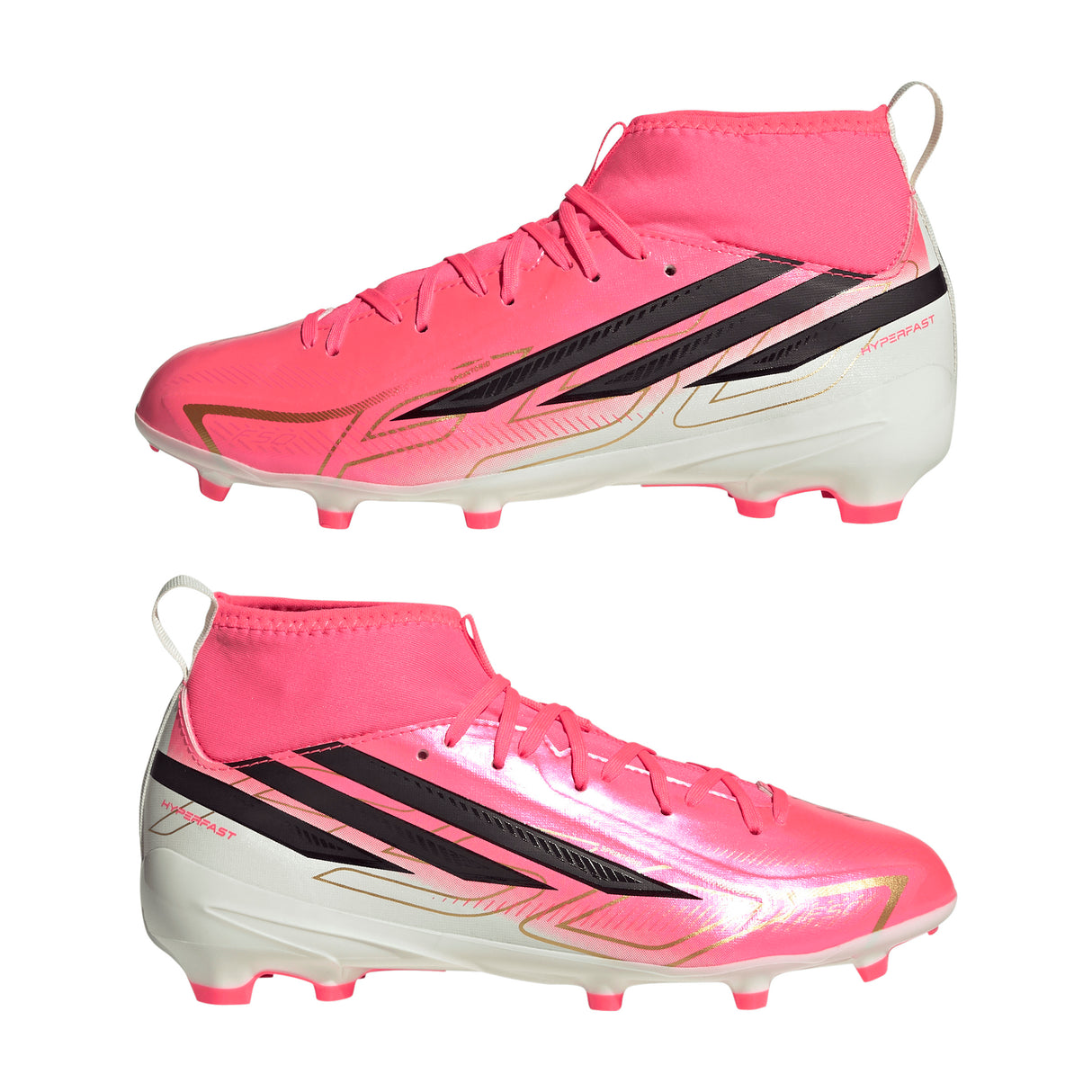 adidas F50 Hyperfast League Mid Firm Ground Youth Soccer Cleats -Turquesa/Black/Gold