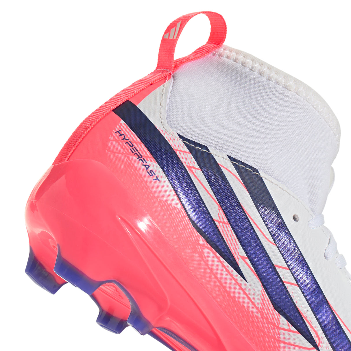 adidas F50 Hyperfast League Mid Firm Ground Youth Soccer Cleats - White/Purple