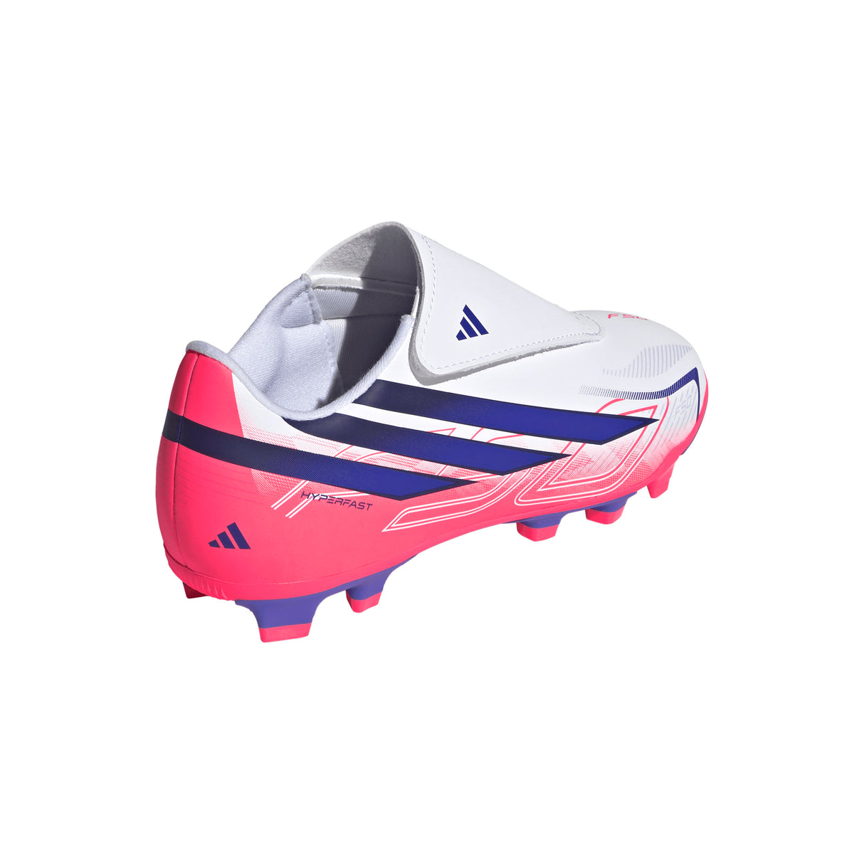 adidas F50 Hyperfast Club Velcro Firm Ground/Multi Ground Youth Soccer Cleats - White/Purple