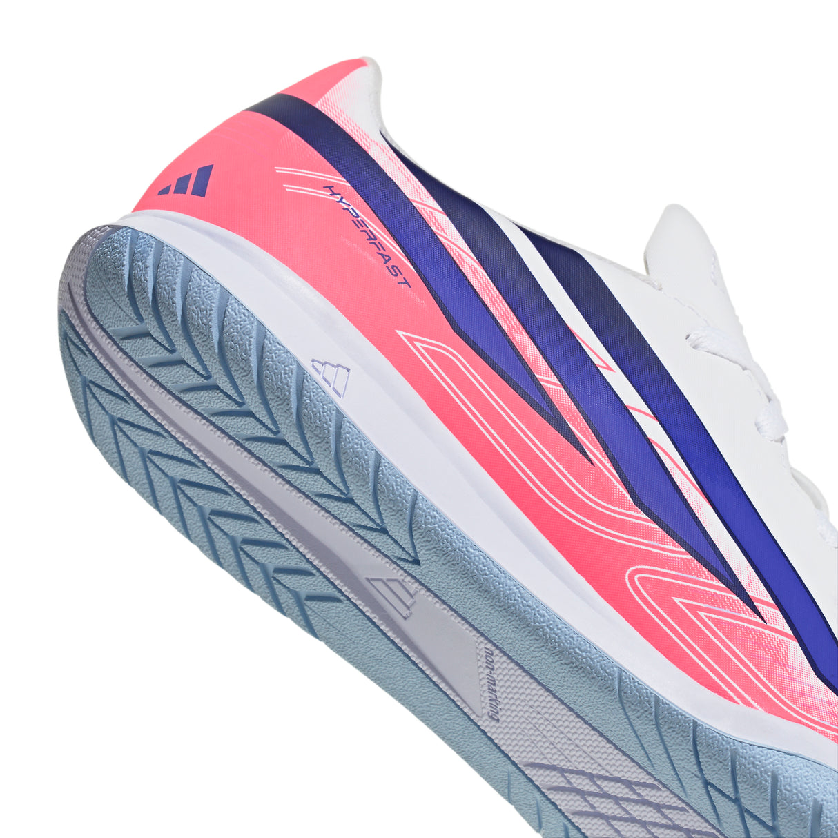 adidas F50 Hyperfast Club Indoor Youth Soccer Shoes - White/Purple