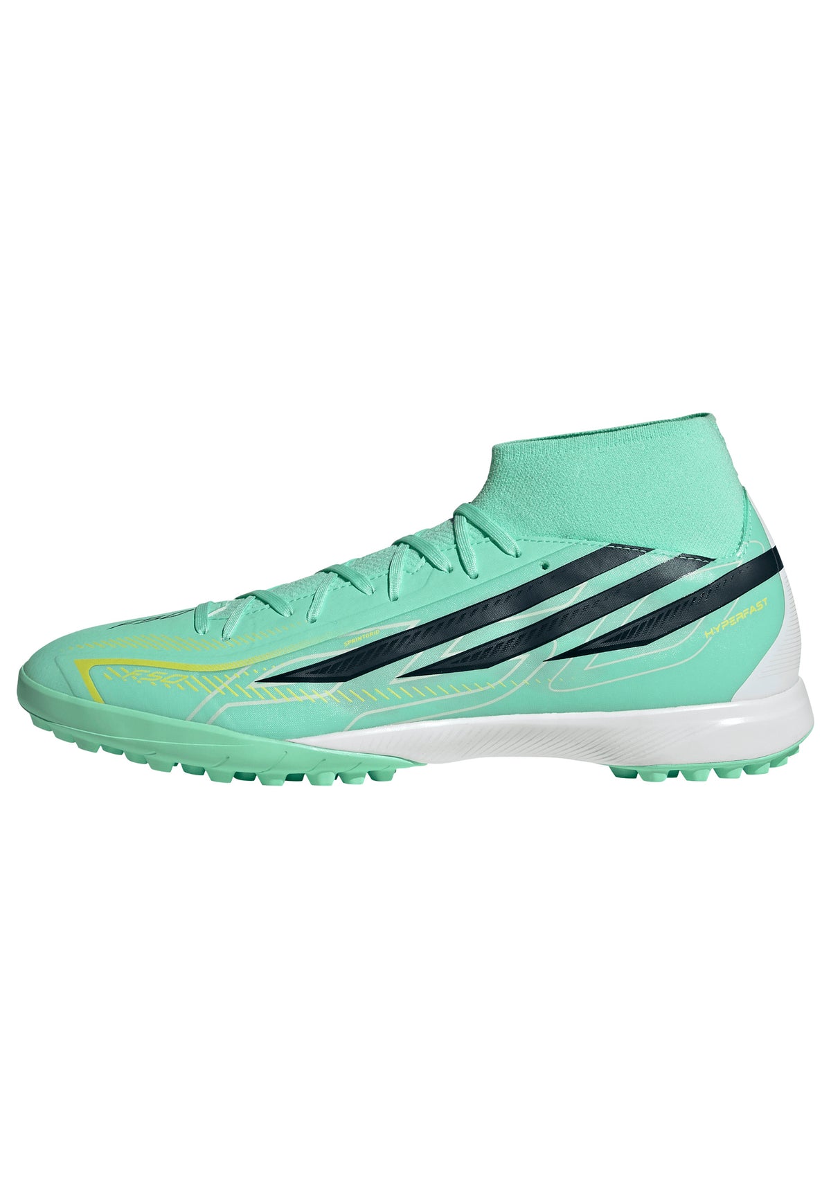 adidas F50 Hyperfast League Mid TF Turf Men's Soccer Cleats - Mint/Navy/Lemon