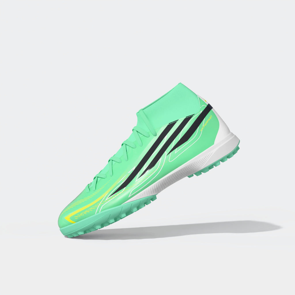 adidas F50 Hyperfast League Mid TF Turf Men's Soccer Cleats - Mint/Navy/Lemon