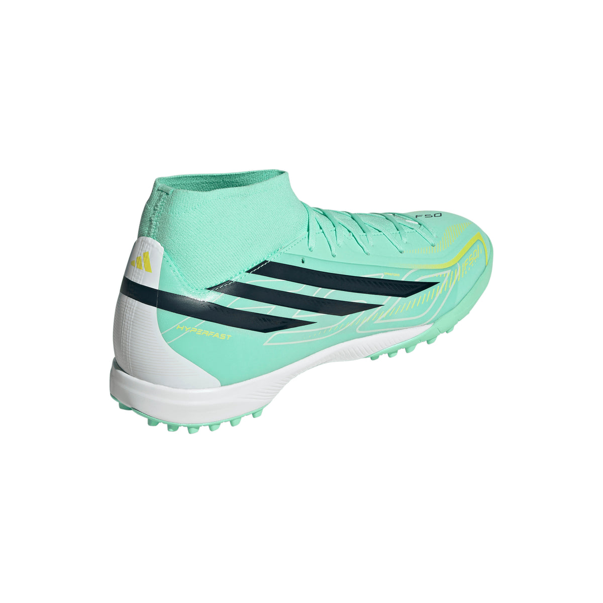 adidas F50 Hyperfast League Mid TF Turf Men's Soccer Cleats - Mint/Navy/Lemon