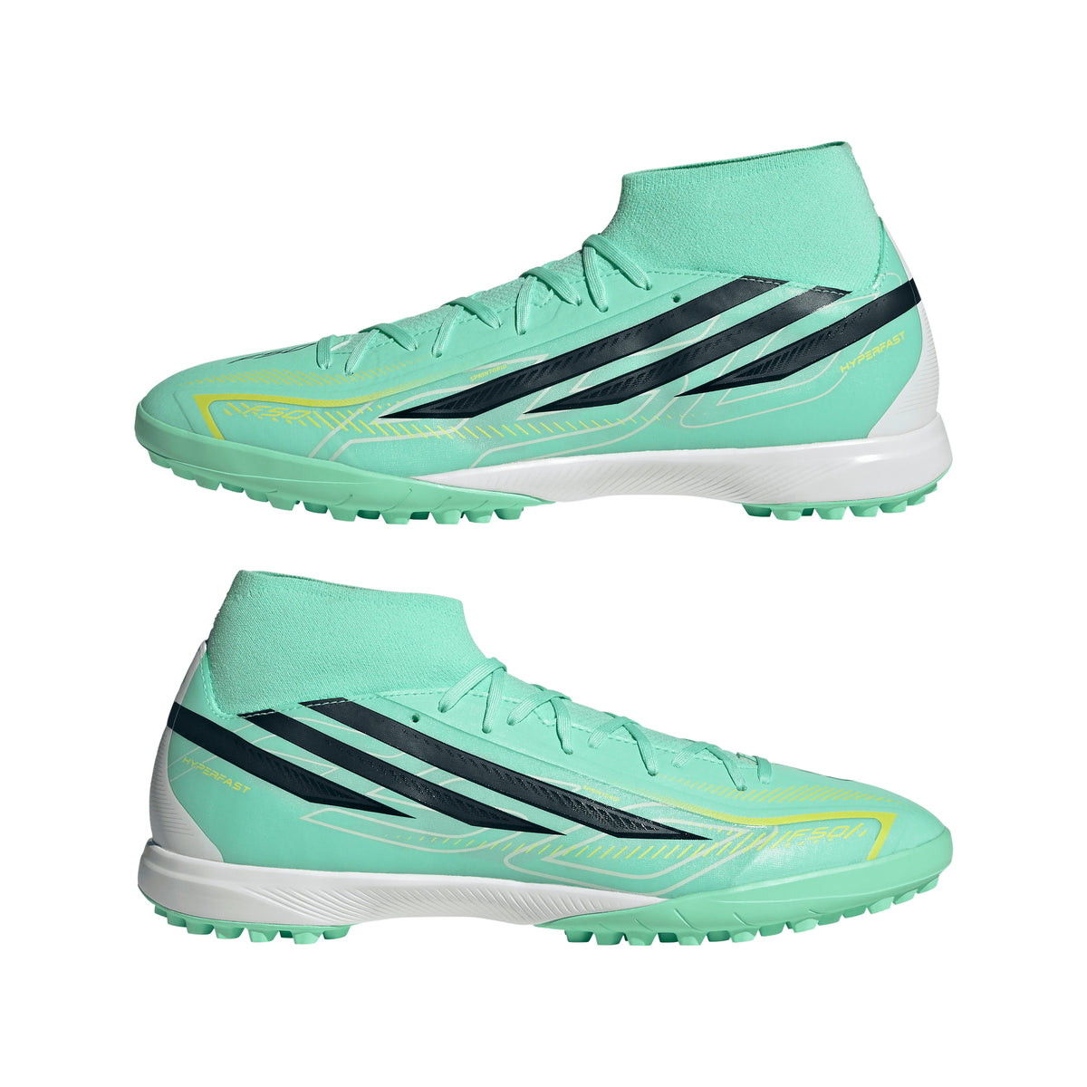 adidas F50 Hyperfast League Mid TF Turf Men's Soccer Cleats - Mint/Navy/Lemon