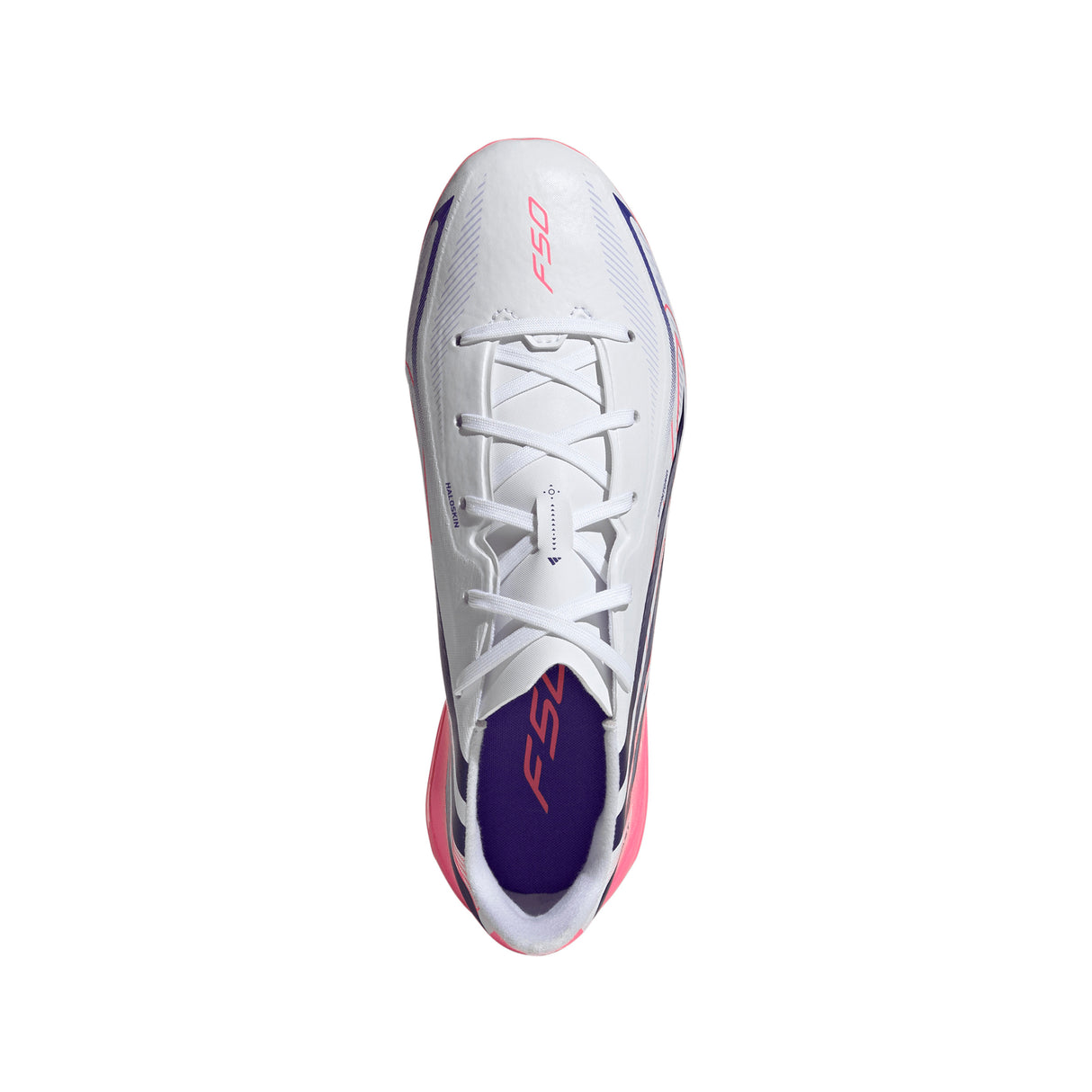 adidas F50 Hyperfast League Firm Ground Youth Soccer Cleats - White/Purple
