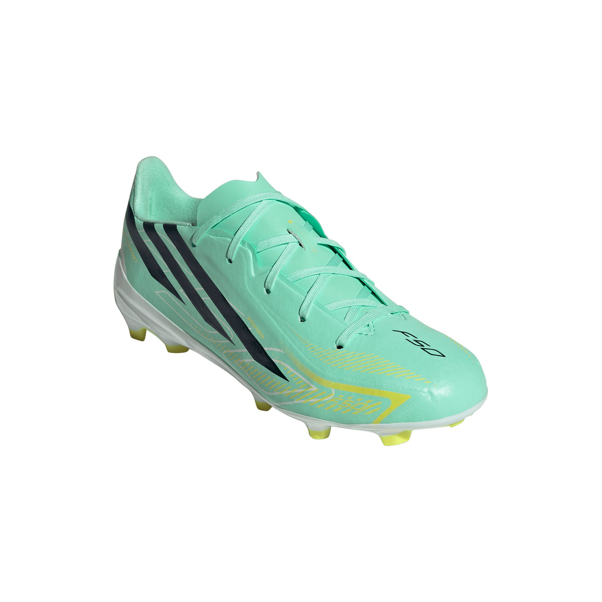 adidas F50 Hyperfast League FG Firm Ground Youth Soccer Cleats - Mint/Navy/Lemon