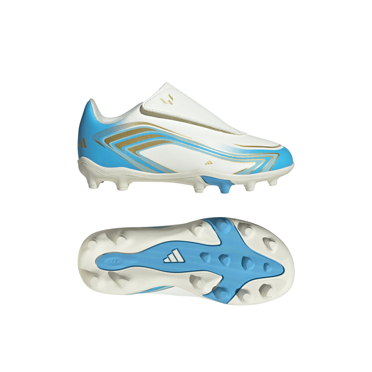 adidas F50 Messi Club Velcro Firm Ground / Multi Ground Youth Soccer Cleats - Ivory