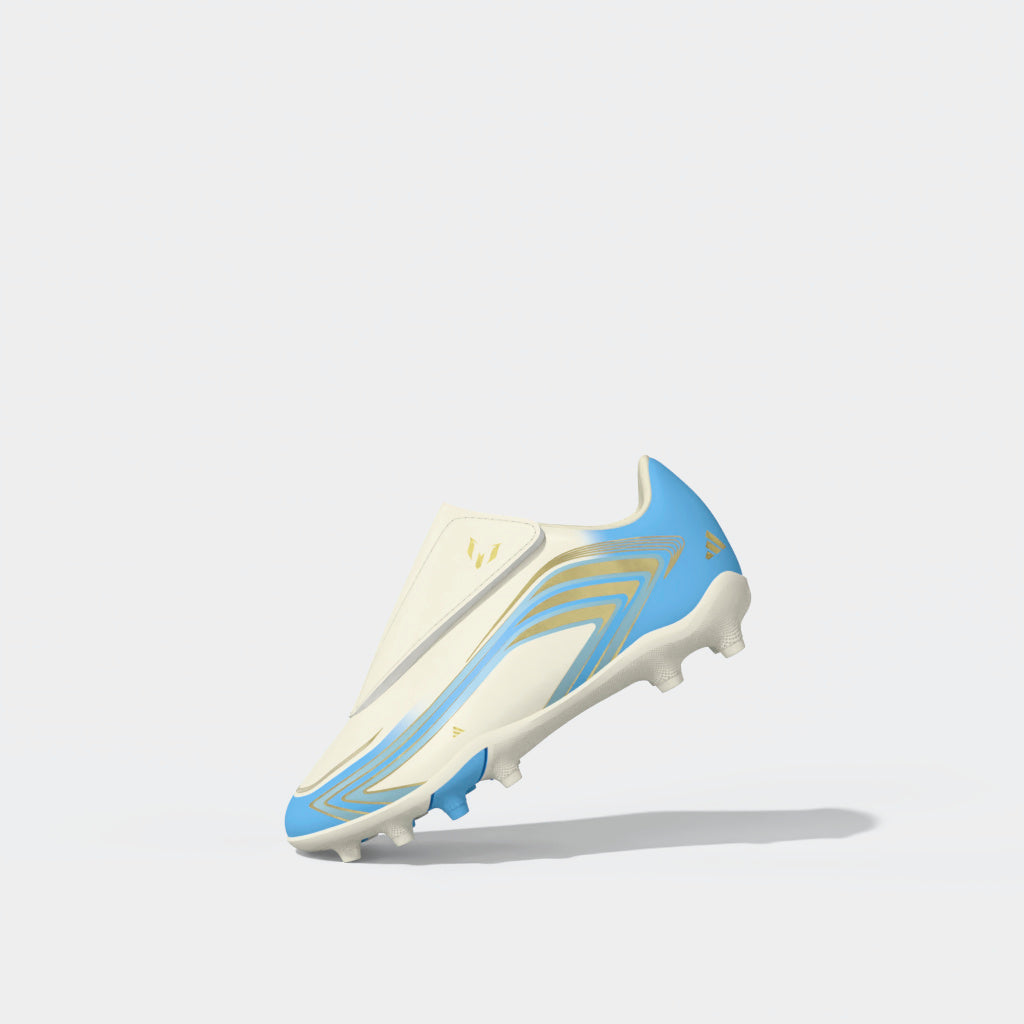 adidas F50 Messi Club Velcro Firm Ground / Multi Ground Youth Soccer Cleats - Ivory
