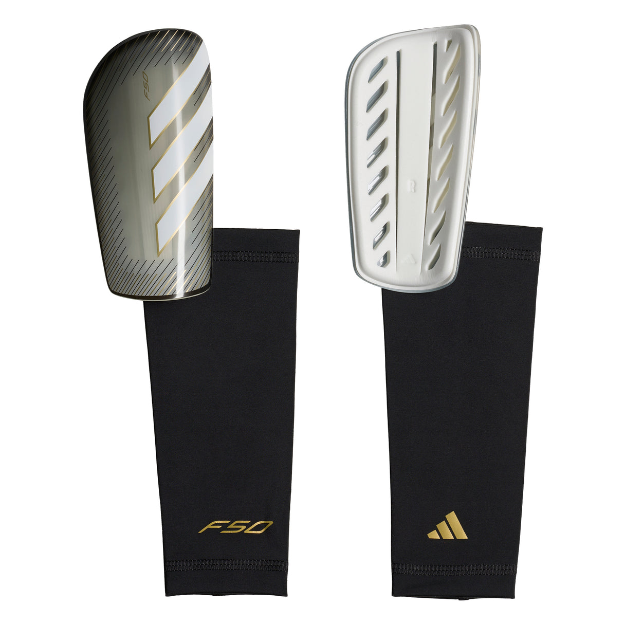 adidas F50 League Soccer Shin Guards - Carbon/Black/Gold