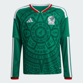 adidas Mexico Home Long Sleeve Youth Soccer Jersey 26 - Green