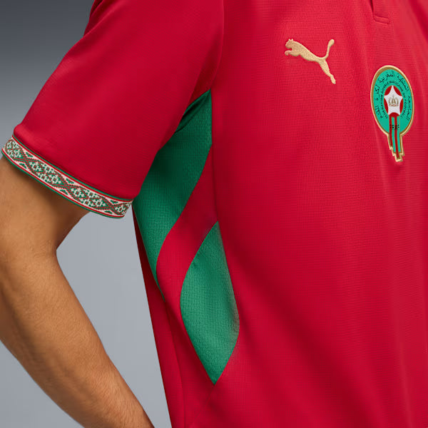 Camiseta de fútbol de hombre PUMA Marruecos Local 2026 - Rojo/Dorado