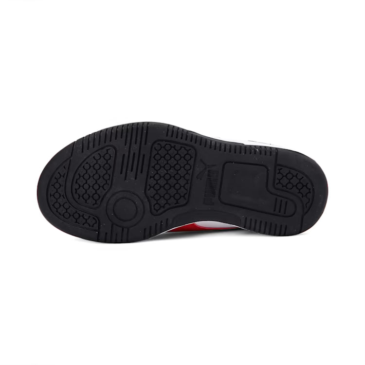 PUMA Rebound Layup Lo Little Kid's Shoes - White/High Risk Red/Black