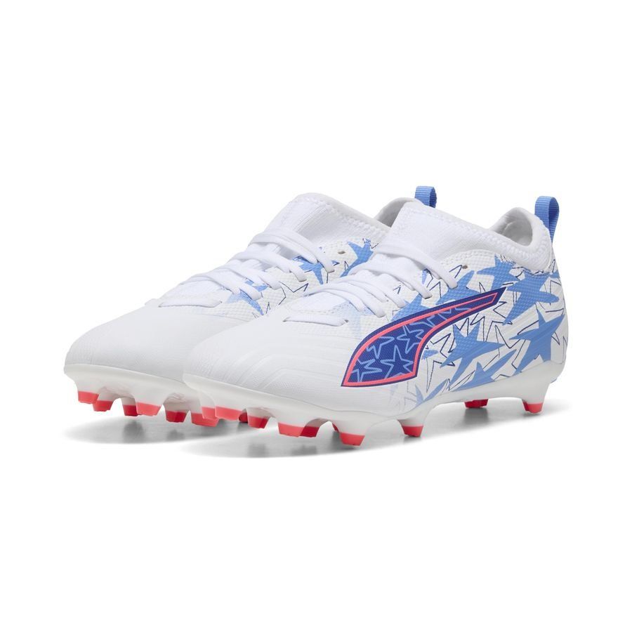 PUMA Ultra 6 Match FG/AG Christian Pulisic X Kidsuper FG/AG Youth Soccer Cleats - White/Pink Lilac/Dusky Blue