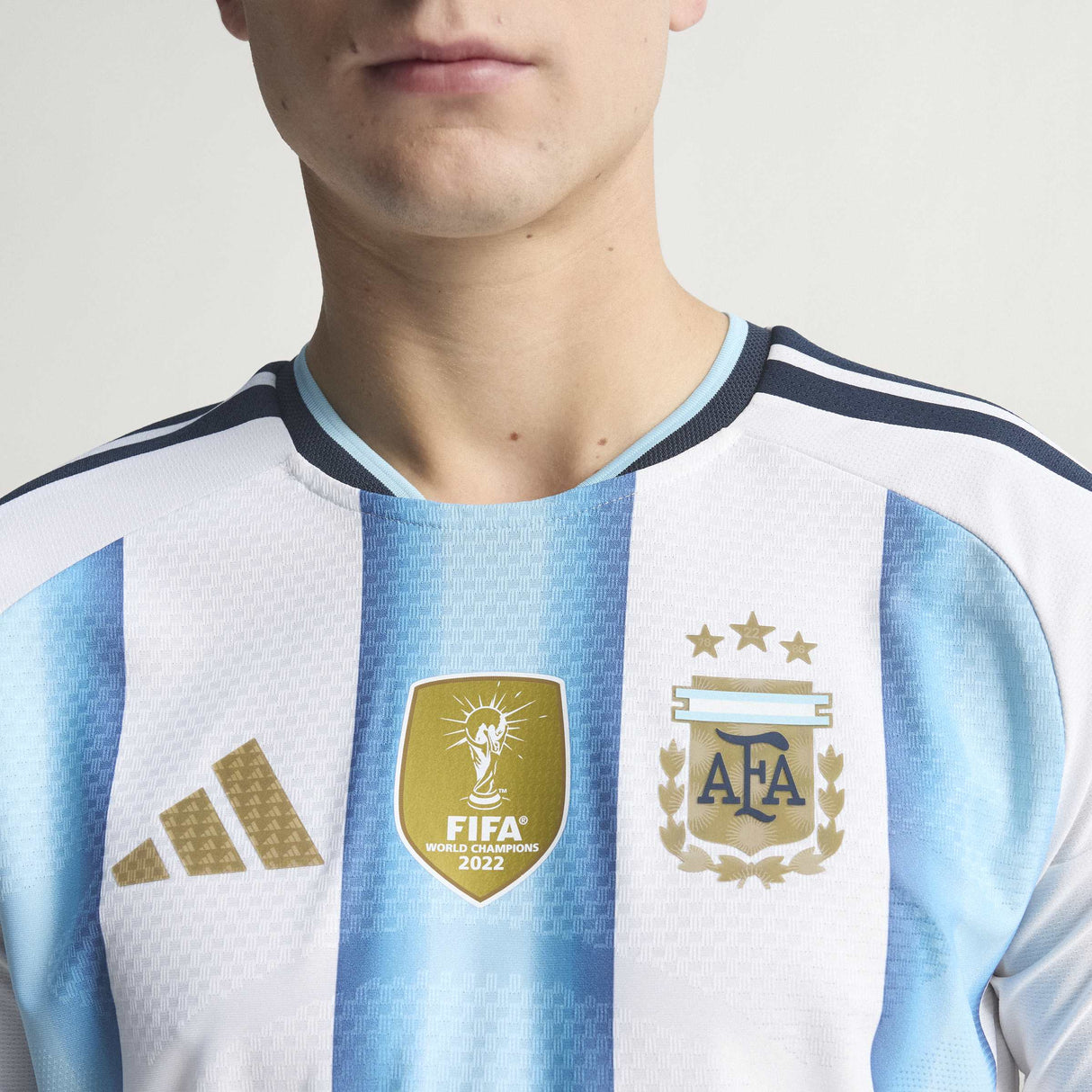 adidas Argentina Home Authentic Long Sleeve Men's Soccer Jersey 26 - White/Blue - Best Buy Soccer