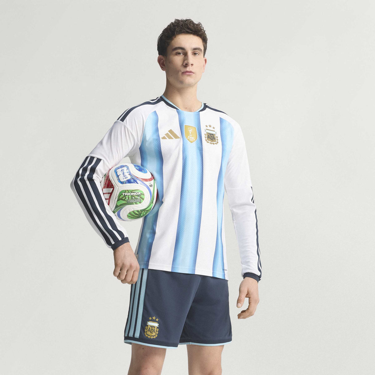 adidas Argentina Home Authentic Long Sleeve Men's Soccer Jersey 26 - White/Blue - Best Buy Soccer