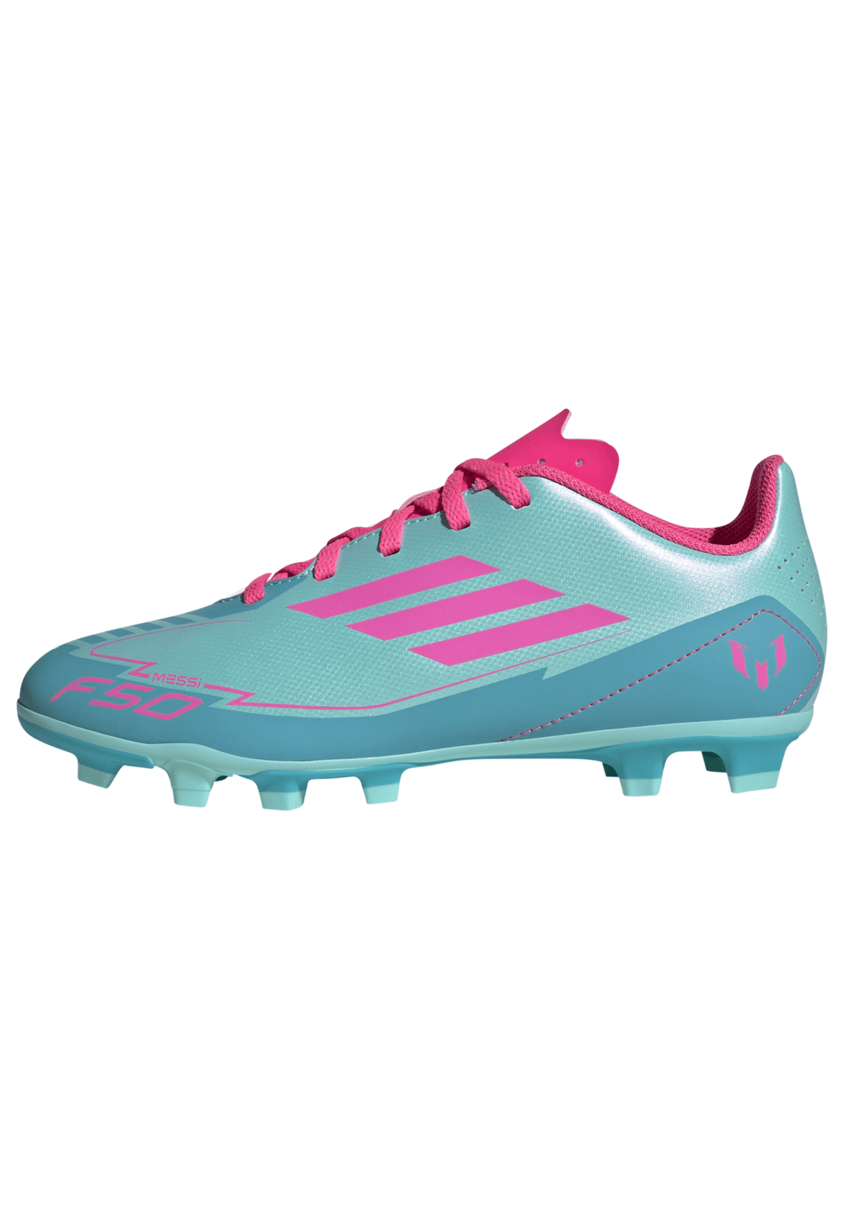 adidas F50 Club Messi Firm/Multi - Ground Boots Junior Aqua/Pink - Best Buy Soccer