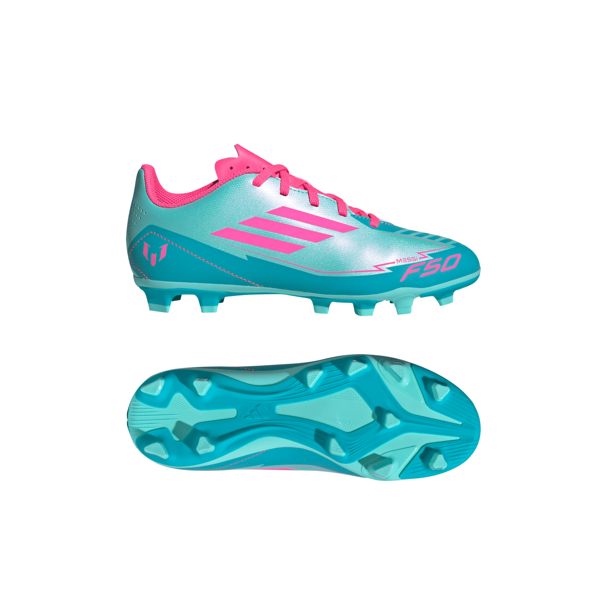 adidas F50 Club Messi Firm/Multi - Ground Boots Junior Aqua/Pink - Best Buy Soccer