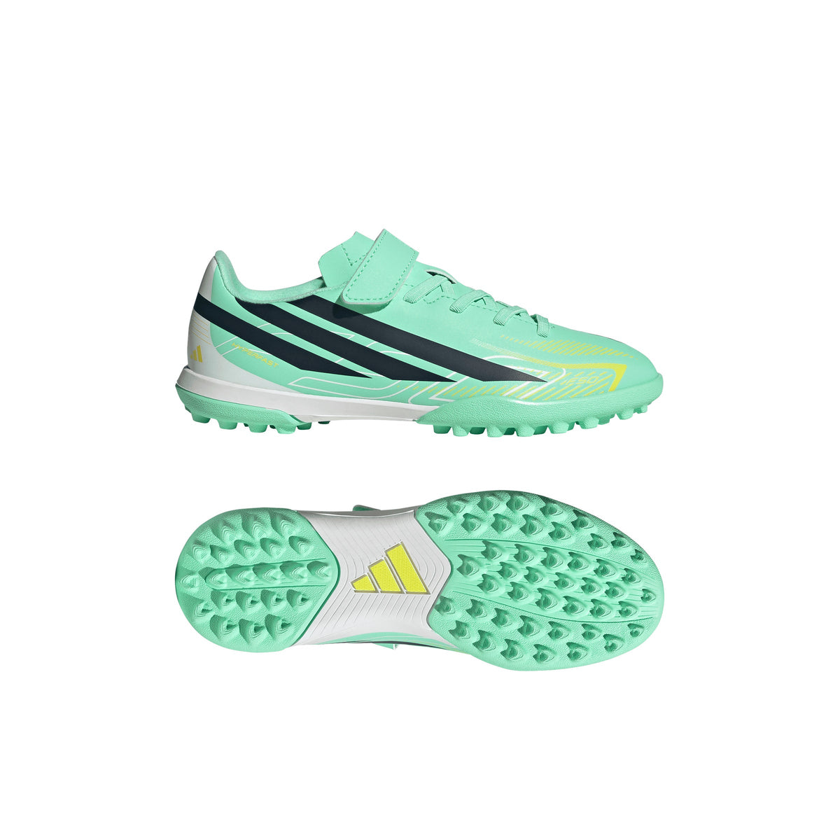 adidas F50 Hyperfast Club Hook And Loop TF Turf Youth Soccer Cleats - Mint/Navy/Lemon - Best Buy Soccer