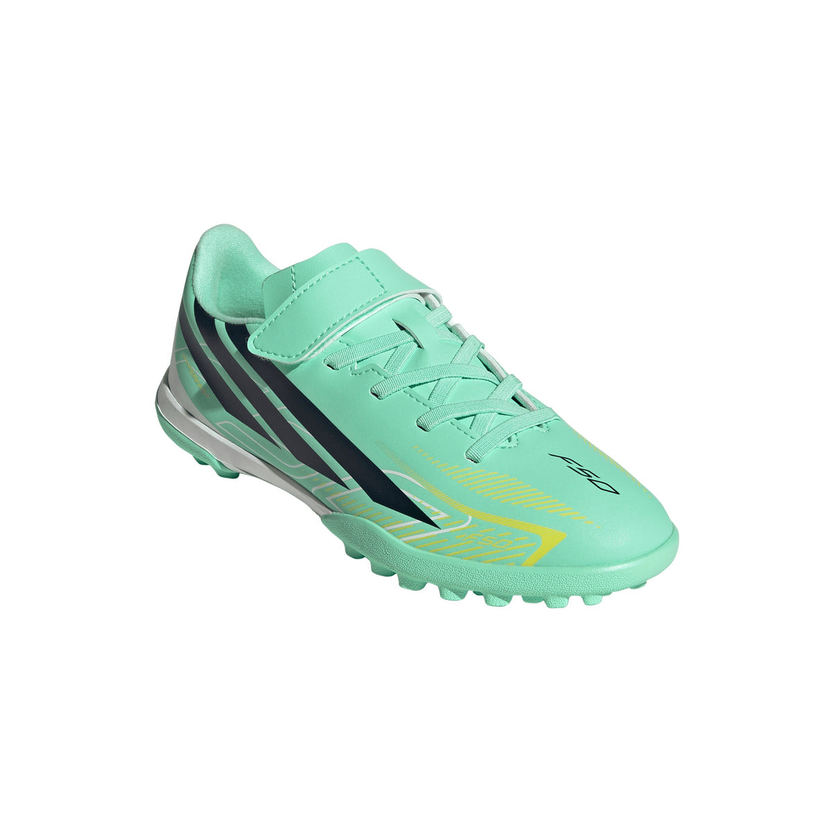adidas F50 Hyperfast Club Hook And Loop TF Turf Youth Soccer Cleats - Mint/Navy/Lemon - Best Buy Soccer