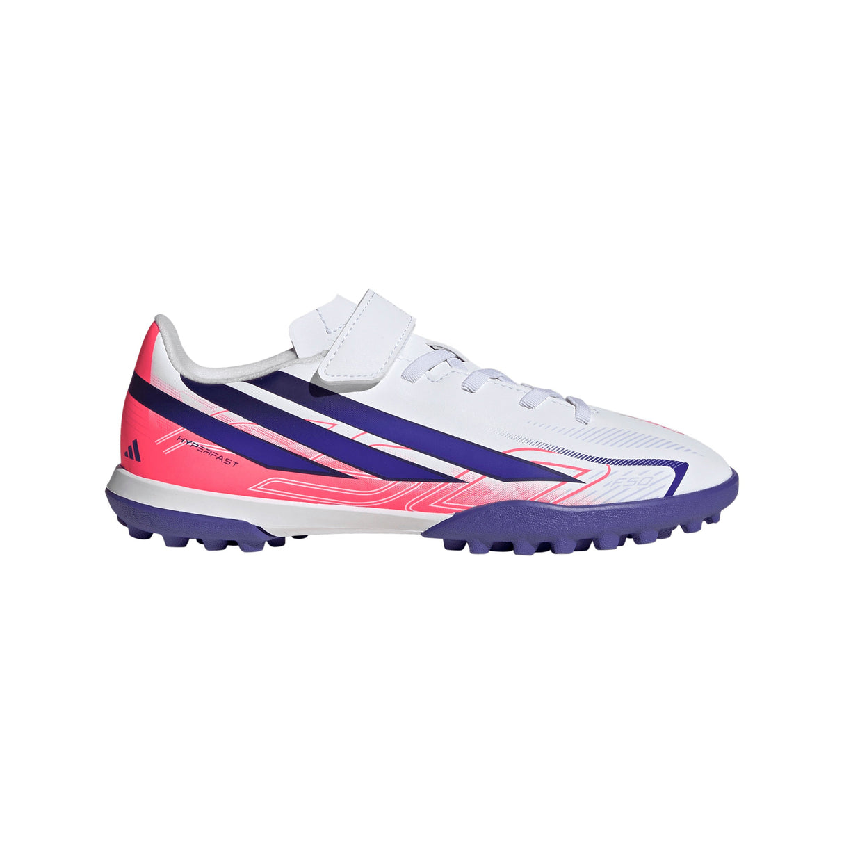 adidas F50 Hyperfast Club Hook & Loop Turf Youth Soccer Cleats - White/Purple - Best Buy Soccer