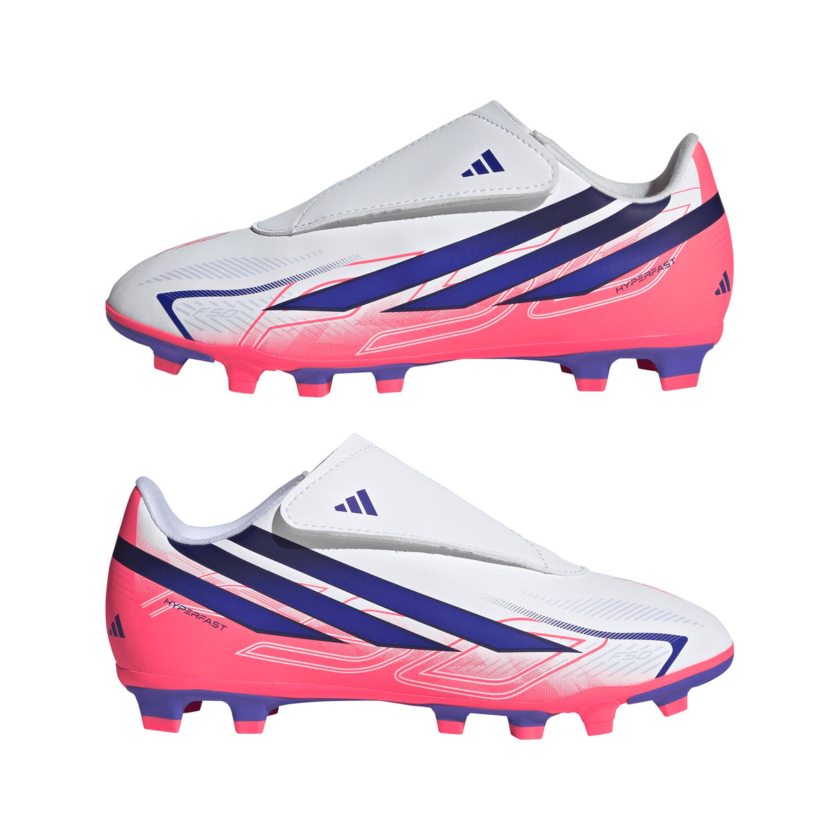 adidas F50 Hyperfast Club Velcro Firm Ground/Multi Ground Youth Soccer Cleats - White/Purple - Best Buy Soccer