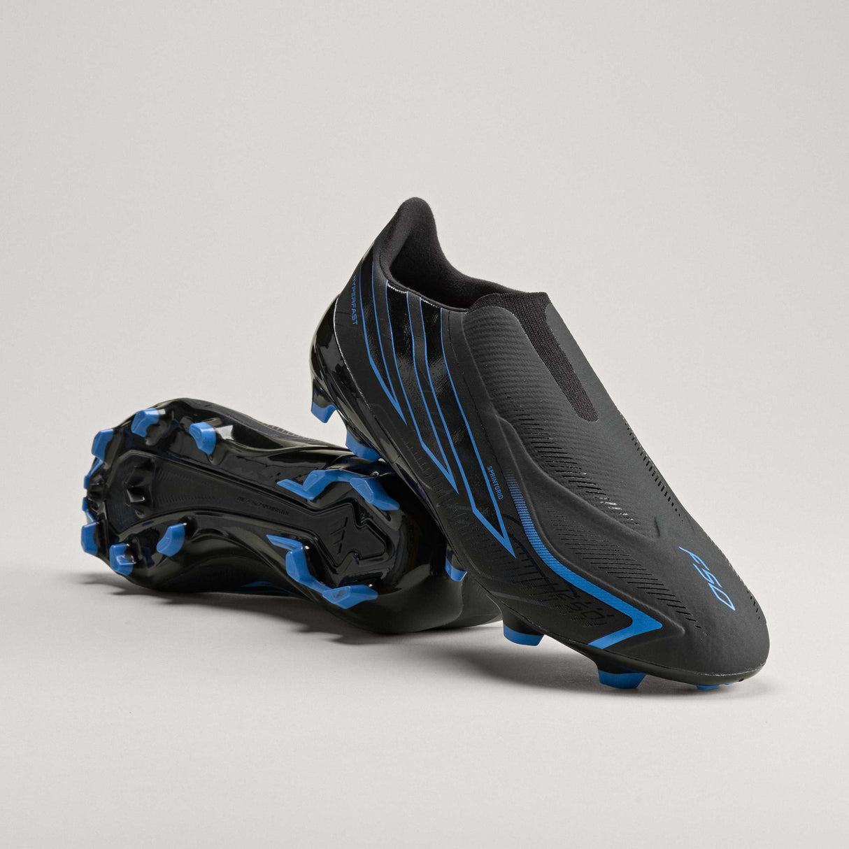 adidas F50 Hyperfast League Laceless FG Firm Ground Men's Soccer Cleats - Black/Blue - Best Buy Soccer