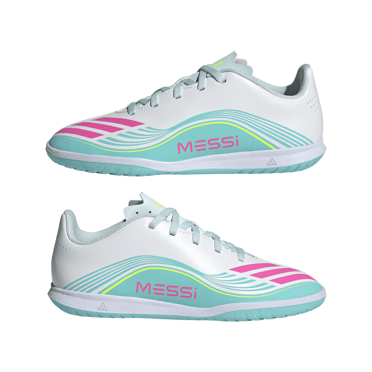 adidas F50 Messi Club IN Indoor Youth Soccer Shoes - White/Pink/Aqua - Best Buy Soccer