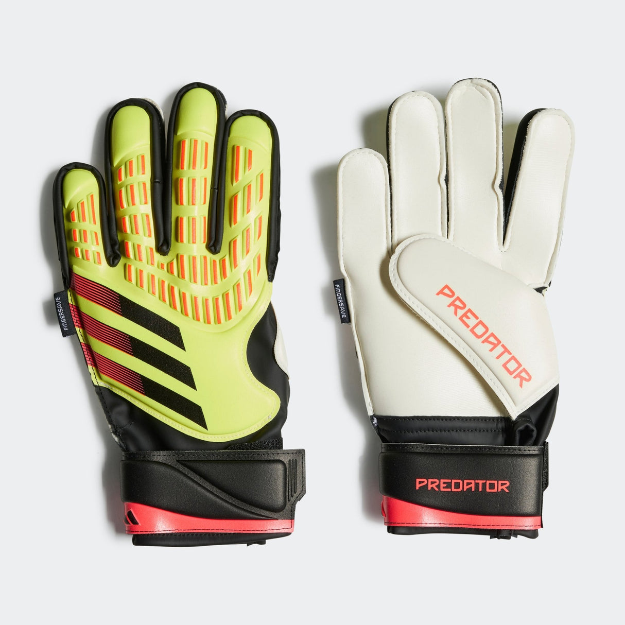 adidas Kid's Predator Match Fingersave Goalkeeper Gloves Solar Yellow/Black/Solar Red - Best Buy Soccer