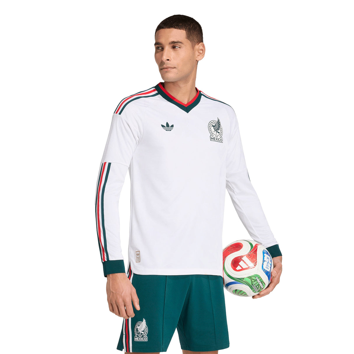 adidas Mexico Away Authentic Long Sleeve Men's Soccer Jersey 2026 - White - Best Buy Soccer