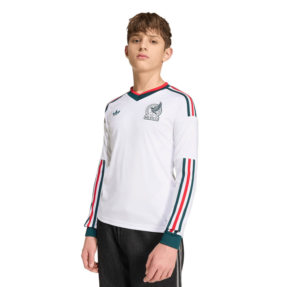 adidas Mexico Away Long Sleeve Youth Soccer Jersey 2026 - White - Best Buy Soccer