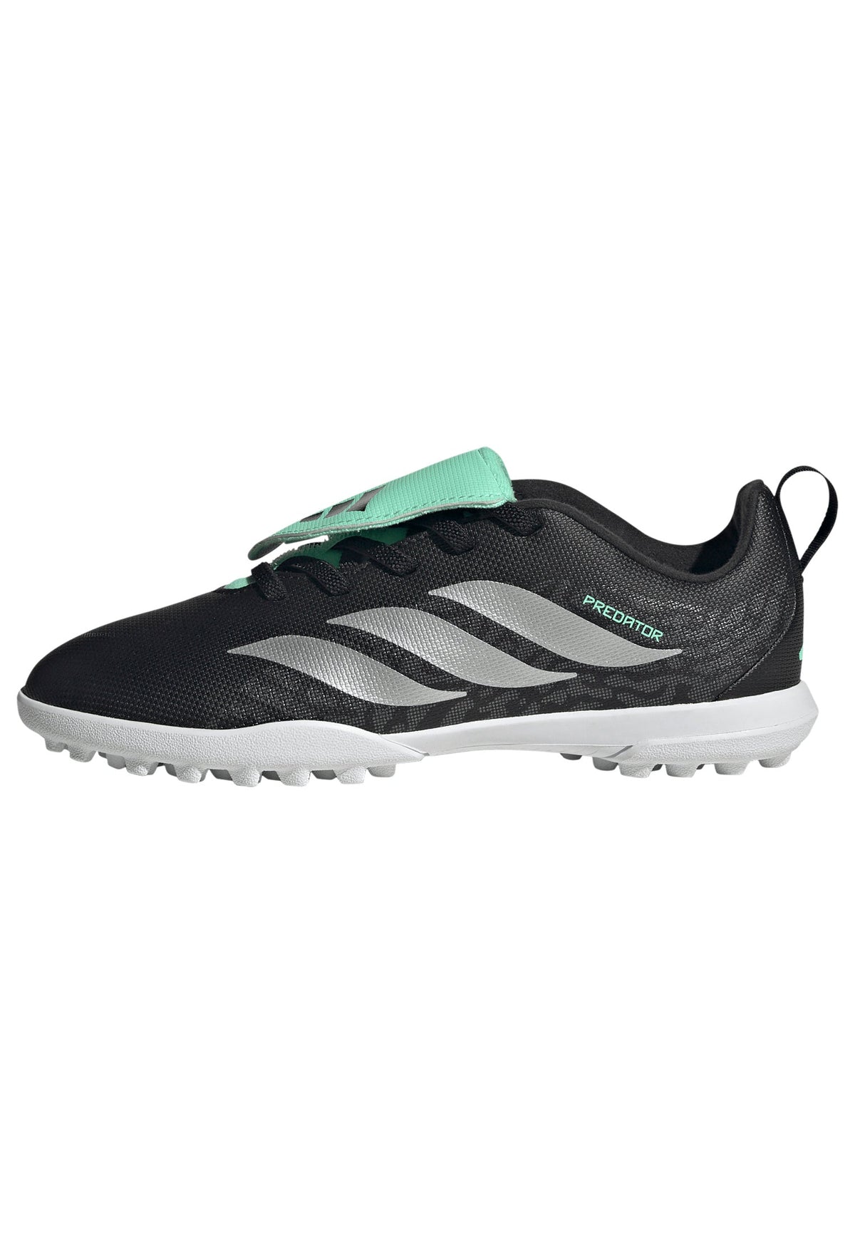 adidas Predator Club Fold-Over Tongue Elastic Laces TF Turf Youth Soccer Cleats - Black/Silver - Best Buy Soccer