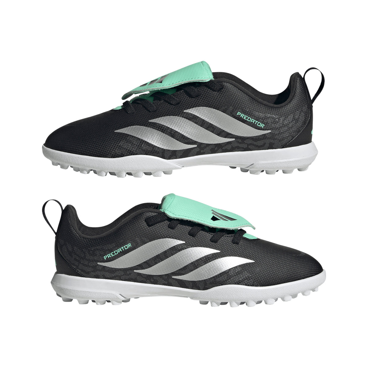 adidas Predator Club Fold-Over Tongue Elastic Laces TF Turf Youth Soccer Cleats - Black/Silver - Best Buy Soccer
