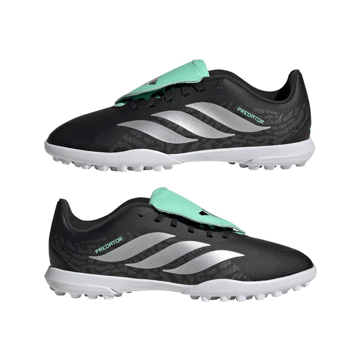 adidas Predator Club Fold-Over Tongue TF Turf Youth Soccer Cleats - Black/Silver/Mint - Best Buy Soccer