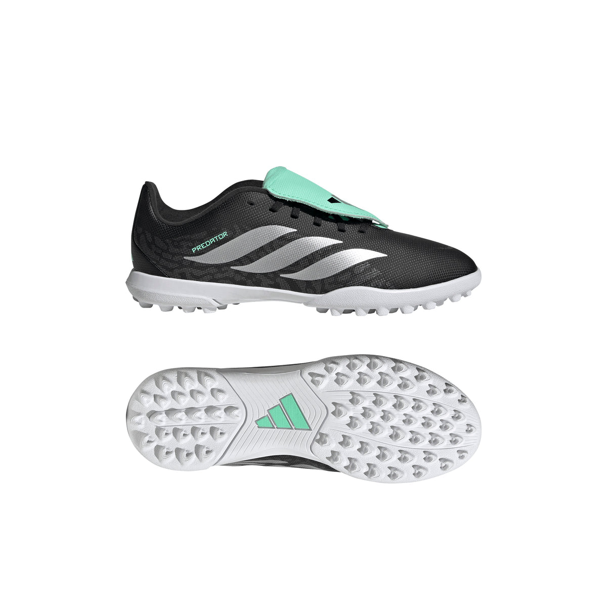 adidas Predator Club Fold-Over Tongue TF Turf Youth Soccer Cleats - Black/Silver/Mint - Best Buy Soccer