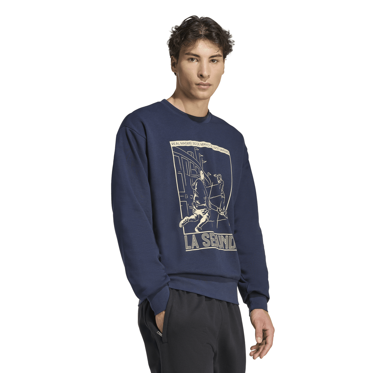 adidas Real Madrid Heritage Crew Men's Sweat - Navy - Best Buy Soccer