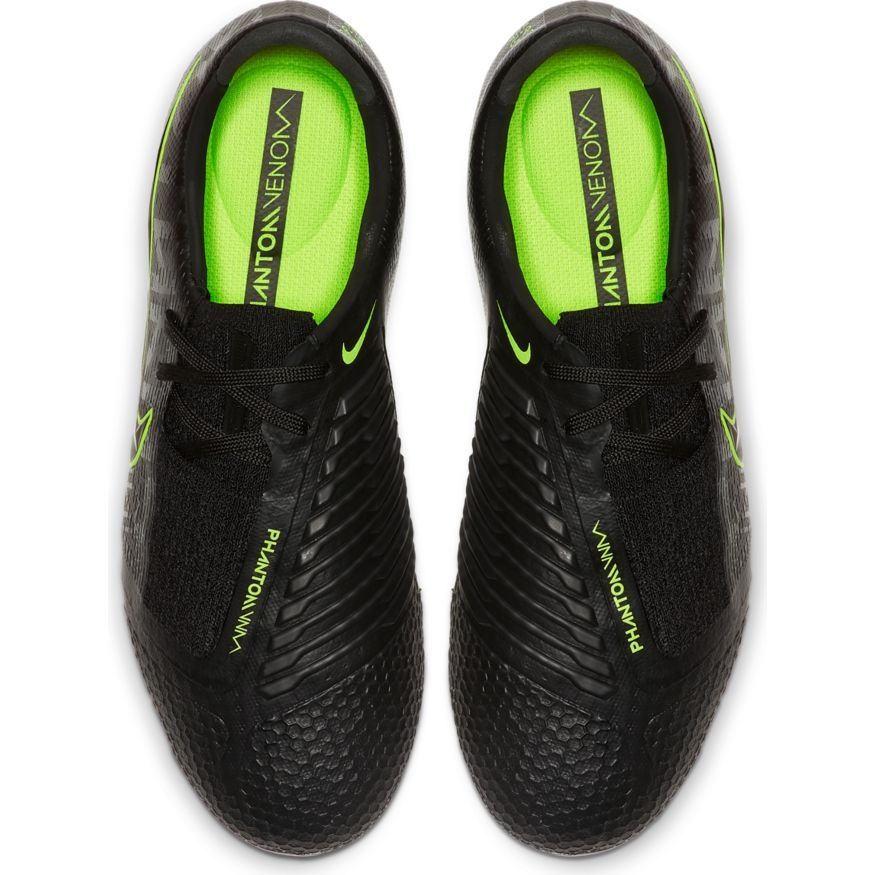 Tacos de fútbol para terreno firme Nike JR Phantom Venom Elite FG para jóvenes - Negro/Volt