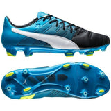 PUMA Evopower 1.3 LT FG Firm Ground Soccer Cleats - Black/White/Atomic Blue