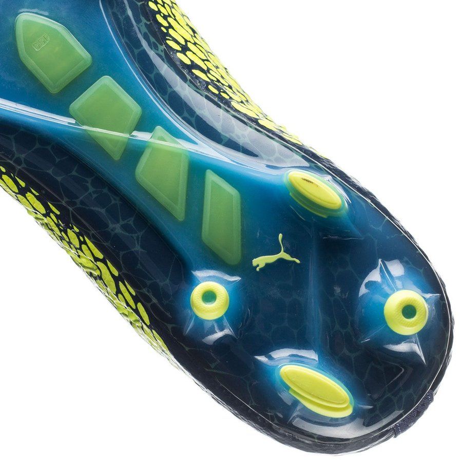 PUMA Evopower Vigor 1 Graphic FG Firm Ground Soccer Cleats - Safety Yellow/Silver