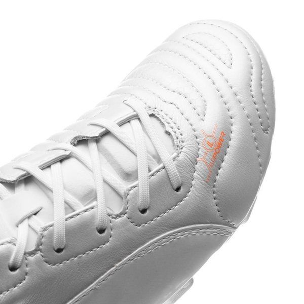 PUMA Evopower 1.2 Leather FG Firm Ground Soccer Cleats - White/Metallic White/Fluo Orange