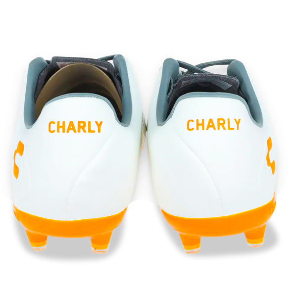 Charly Encore Firm Ground Soccer Cleats - White/Orange