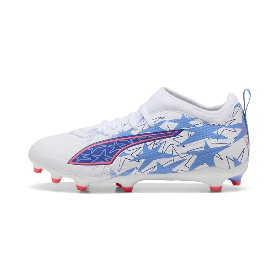 PUMA Ultra 6 Match FG/AG Christian Pulisic X Kidsuper FG/AG Youth Soccer Cleats - White/Pink Lilac/Dusky Blue