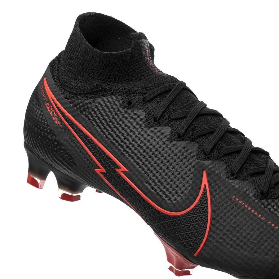 Nike Mercurial Superfly 7 Elite FG Firm Ground Men's Soccer Cleats - Black/Chile Red/Dark Smoke Grey
